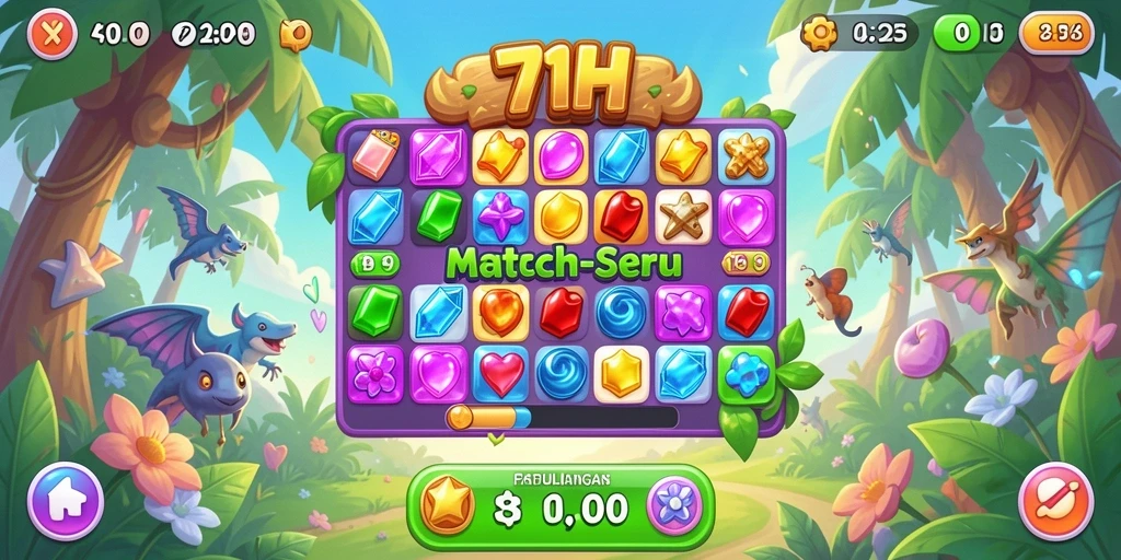 Screenshot gameplay 71H menampilkan tantangan Match-3 yang seru.