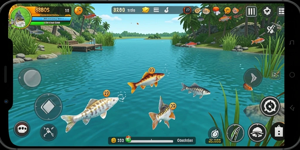 Tampilan gameplay <strong>88BOS</strong> yang menarik saat menangkap ikan.