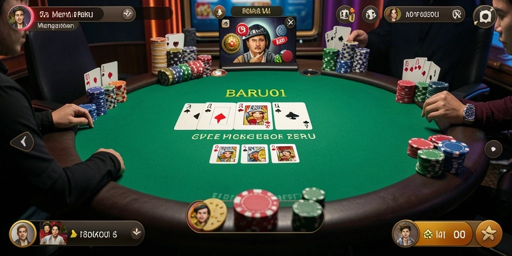 Tangkapan layar BARU01 menampilkan aksi seru dalam permainan Poker.