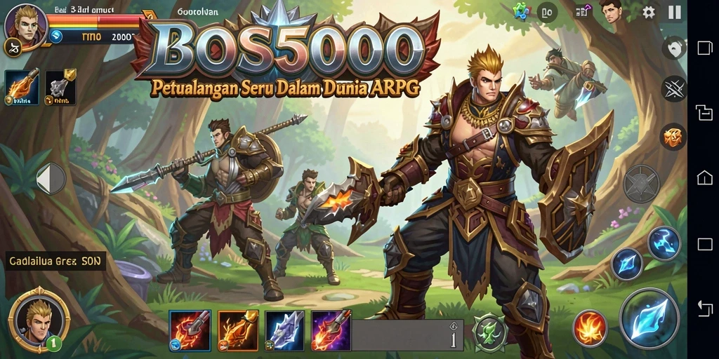 Screenshot gameplay menarik dari BOS5000 yang mendemonstrasikan pertarungan epik.