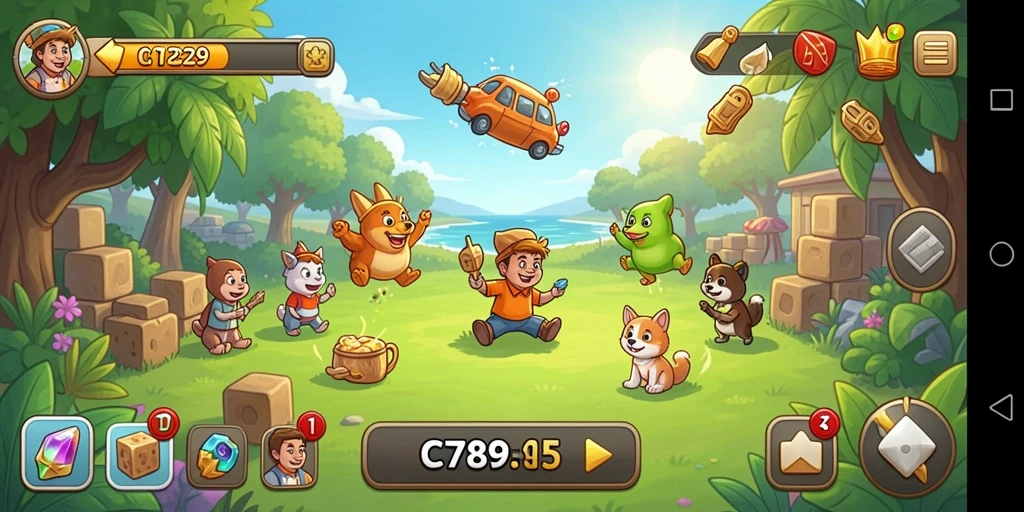 Tampilan gameplay seru dalam C789, penuh warna dan tantangan.