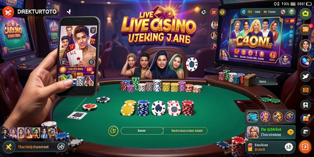 Screenshot utama DIREKTURTOTO menampilkan dealer profesional dalam aksi saat bermain Live Casino.