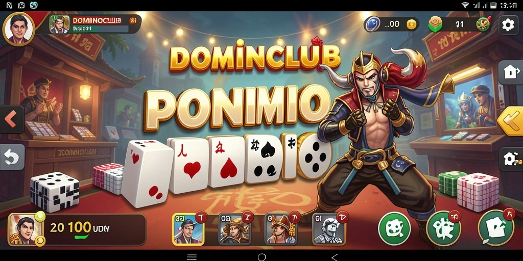 Screenshot menunjukkan aksi pertarungan seru di DOMINOCLUB.
