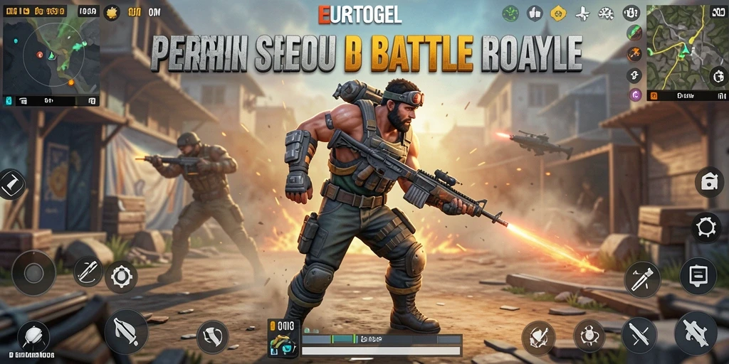 Tangkapan layar dari gameplay Battle Royale yang intens.