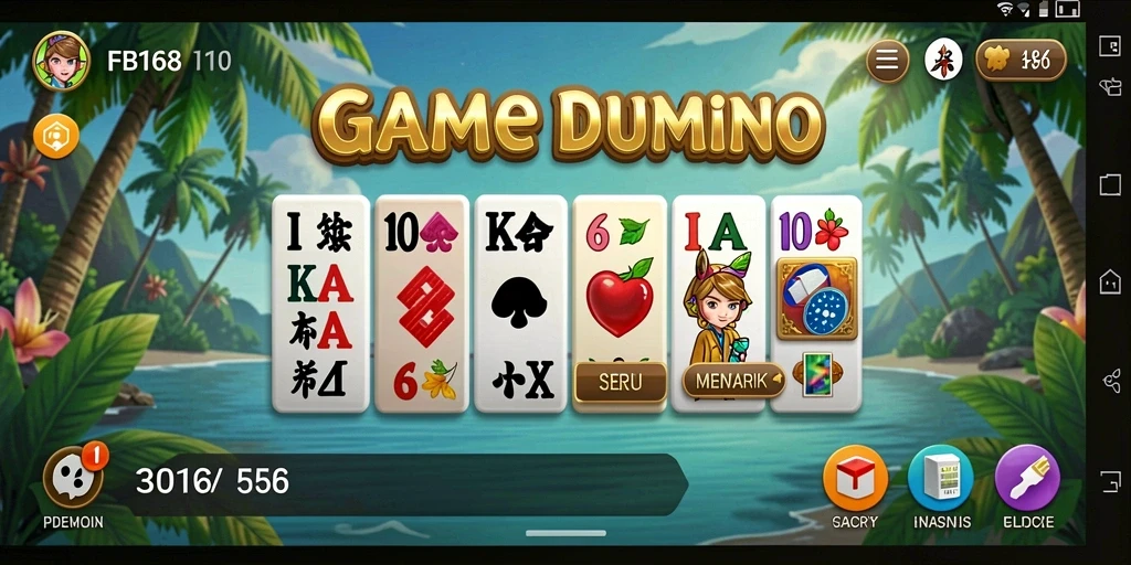 Screenshot gameplay FB168 dengan pemain yang bersaing di meja Domino.