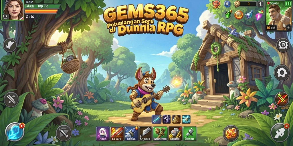 Tampilan gameplay RPG GEMS365 yang menawan dan dinamis.