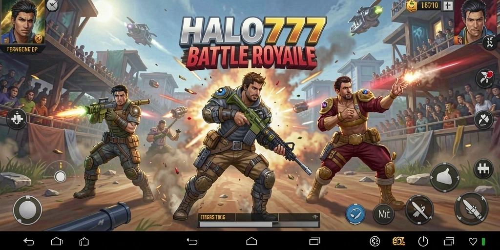 Tangkapan layar dari permainan HALO777 menampilkan aksi Battle Royale yang mendebarkan.