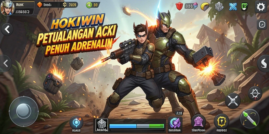 Tangkapan layar utama HOKIWIN menampilkan gameplay action yang mendebarkan.