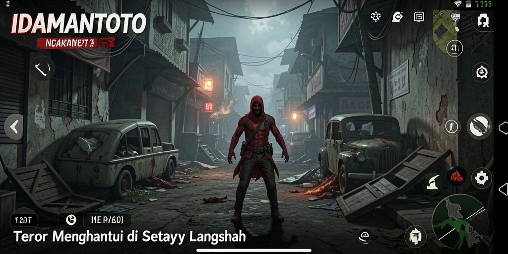 Screenshot gameplay IDAMANTOTO menampilkan suasana horor yang mendalam.