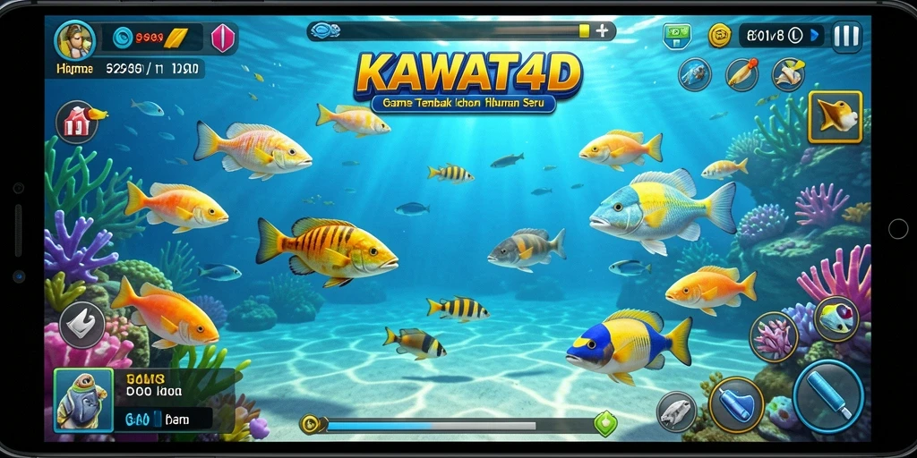 Tangkapan layar KAWAT4D menampilkan aksi menembak ikan yang seru.