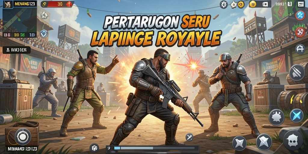 Tampilan seru gameplay MENANG123 dalam pertarungan Battle Royale.
