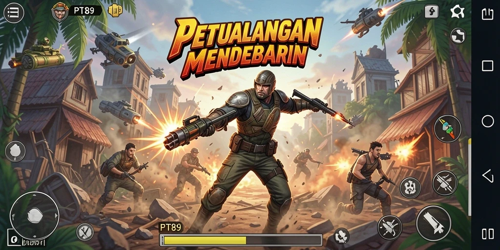 Tampilan gameplay menegangkan di PT89 dengan aksi seru.