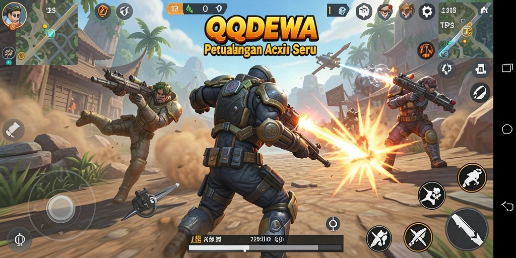 Tampilan gameplay seru dalam QQDEWA dengan aksi TPS yang mendebarkan.
