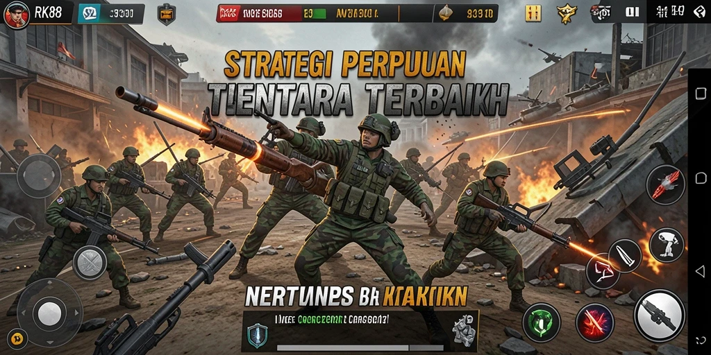 Screenshot menunjukkan aksi seru dalam pertempuran strategi.