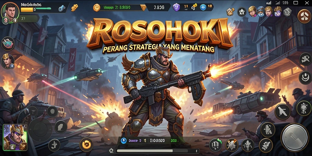 Tampilan gameplay epik dari game strategi ROSOHOKI dengan pertempuran yang intens.
